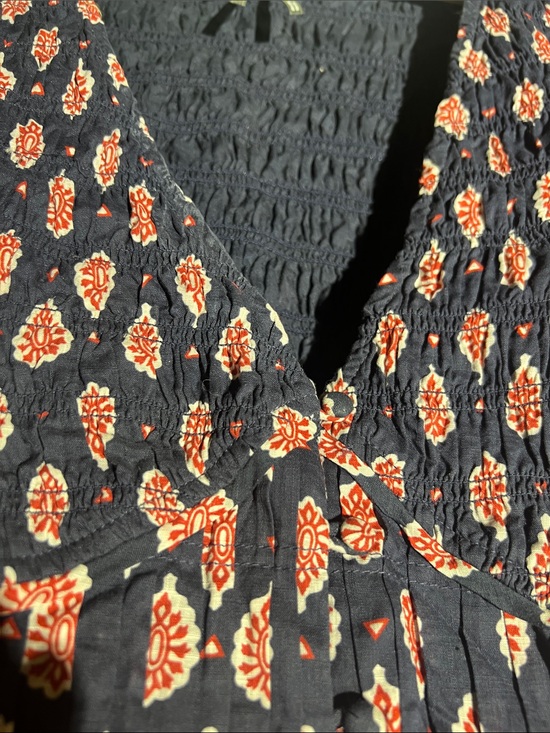 Anthropologie Dresses & Skirts - NWOT L Anthropologie Navy Blue & Red Indian Print Sleeveless Sundress w/pockets!